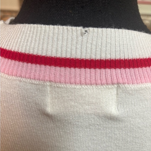 FATE Anthropologie Crew Neck White Sweater with Silky Patterned Sleeves Sz M - Picture 8 of 12